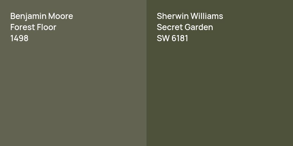 Benjamin Moore Forest Floor vs. Sherwin Williams Secret Garden