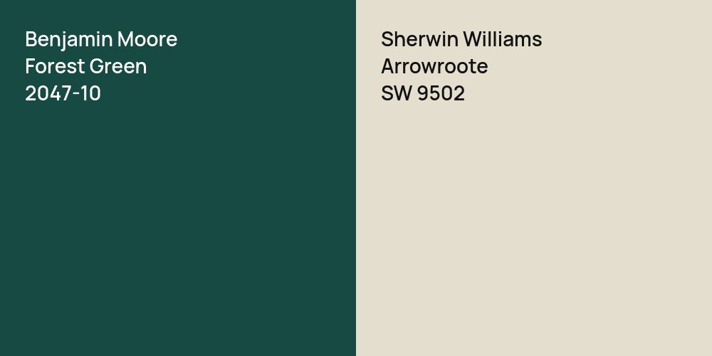 Benjamin Moore Forest Green vs. Sherwin Williams Arrowroote