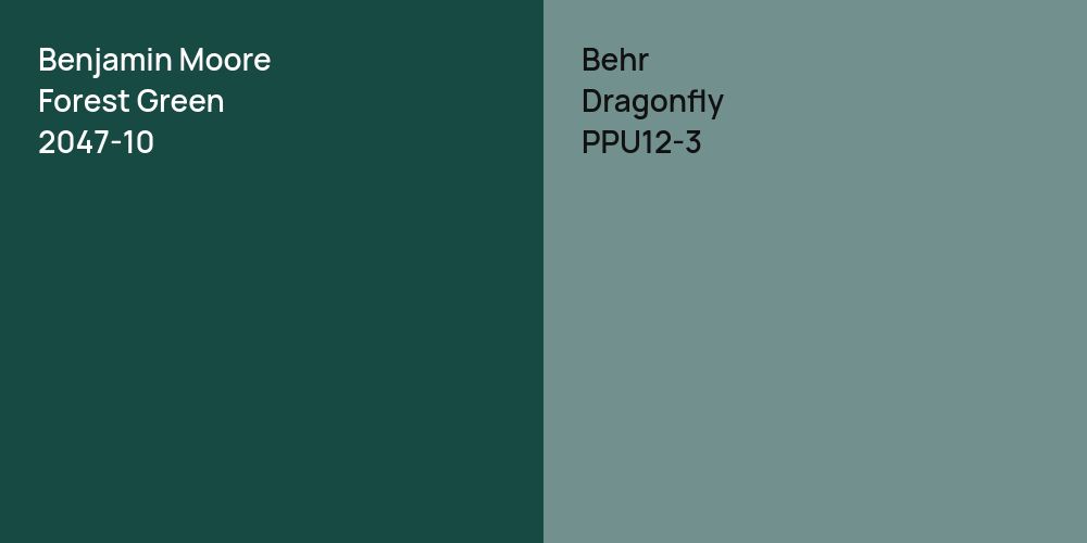 Benjamin Moore Forest Green vs. Behr Dragonfly