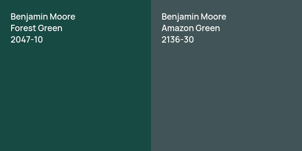 Benjamin Moore Forest Green vs. Benjamin Moore Amazon Green