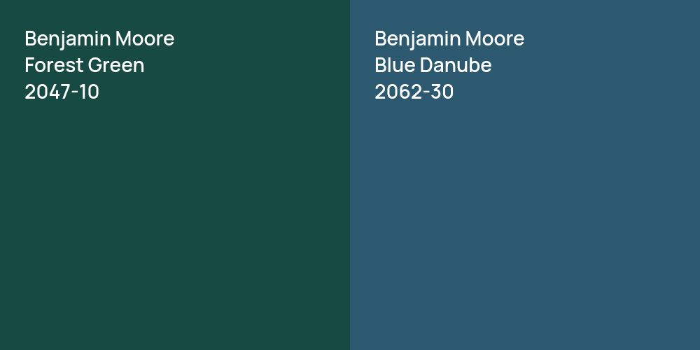 Benjamin Moore Forest Green vs. Benjamin Moore Blue Danube