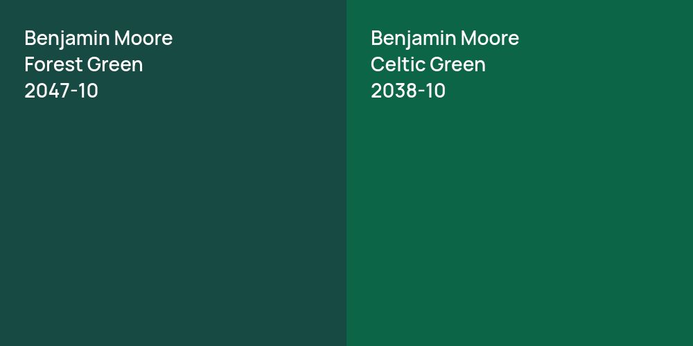 Benjamin Moore Forest Green vs. Benjamin Moore Celtic Green