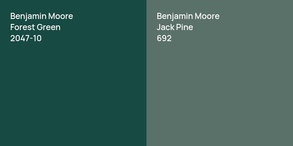 Benjamin Moore Forest Green vs. Benjamin Moore Jack Pine