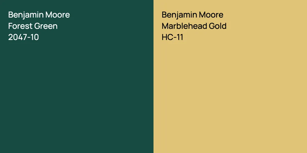 Benjamin Moore Forest Green vs. Benjamin Moore Marblehead Gold