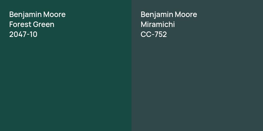 Benjamin Moore Forest Green vs. Benjamin Moore Miramichi