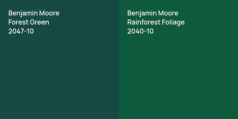 Benjamin Moore Forest Green vs. Benjamin Moore Rainforest Foliage