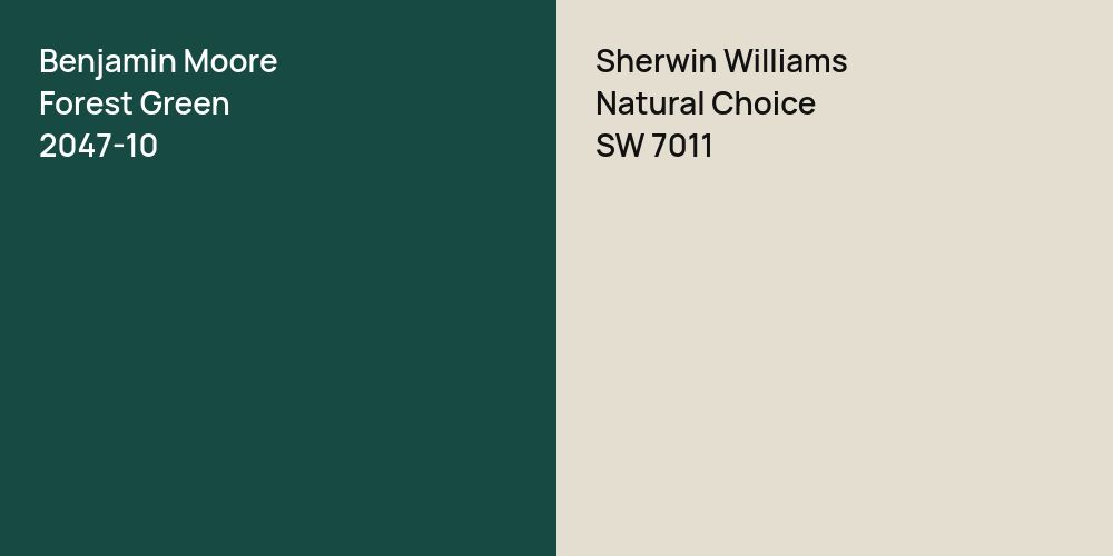 Benjamin Moore Forest Green vs. Sherwin Williams Natural Choice