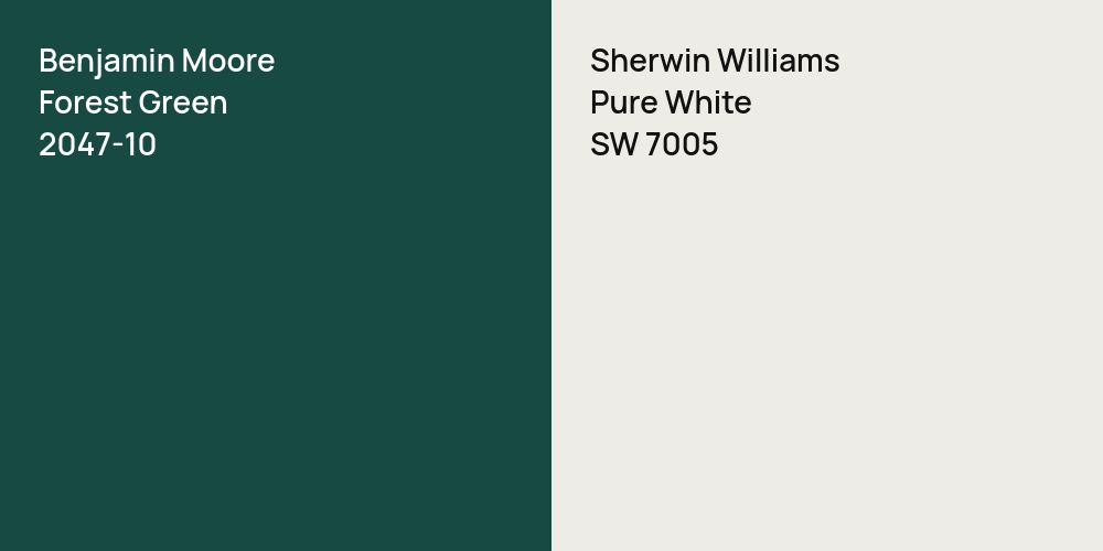 Benjamin Moore Forest Green vs. Sherwin Williams Pure White