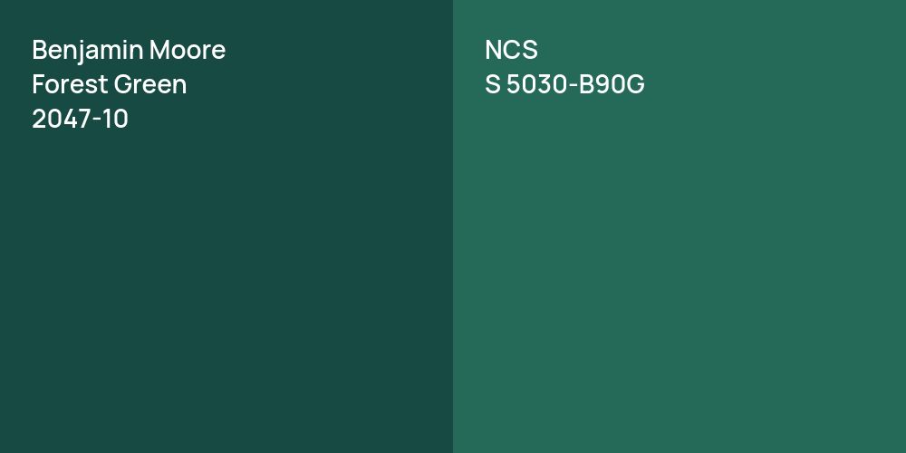 Benjamin Moore Forest Green vs. NCS S 5030-B90G