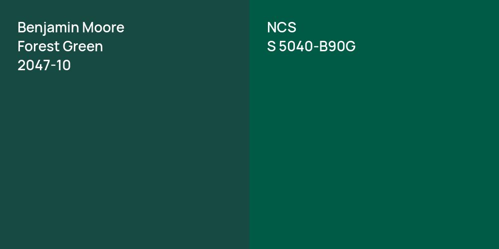 Benjamin Moore Forest Green vs. NCS S 5040-B90G