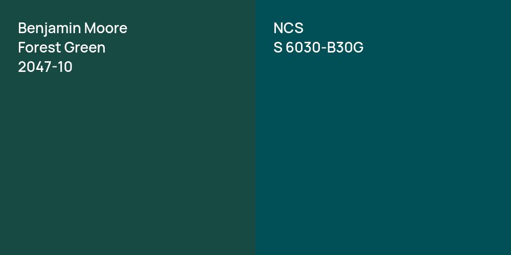 Benjamin Moore Forest Green vs. NCS S 6030-B30G