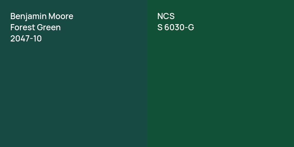 Benjamin Moore Forest Green vs. NCS S 6030-G