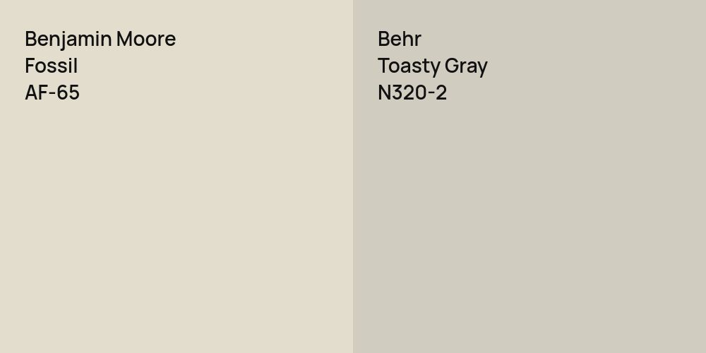 Benjamin Moore Fossil vs. Behr Toasty Gray