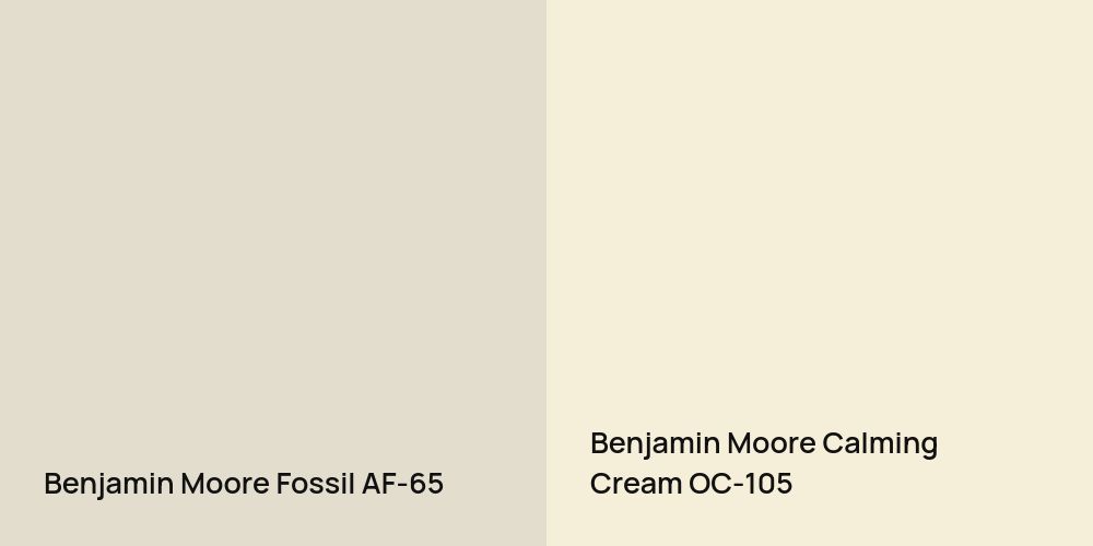 Benjamin Moore Fossil vs. Benjamin Moore Calming Cream