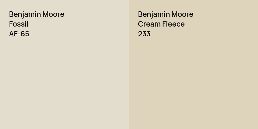 Benjamin Moore Fossil vs. Benjamin Moore Cream Fleece