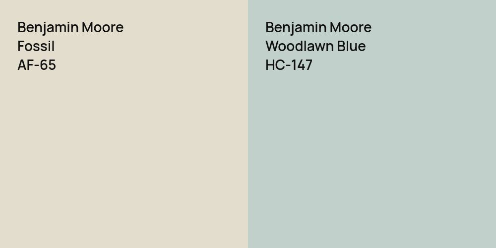 Benjamin Moore Fossil vs. Benjamin Moore Woodlawn Blue