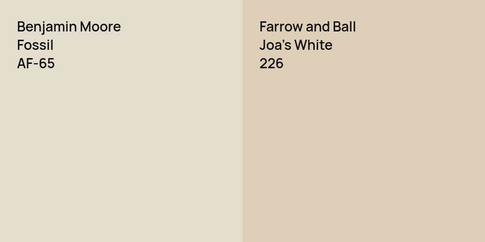 Benjamin Moore Fossil vs. Farrow and Ball Joa's White