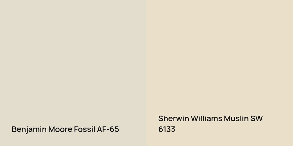 Benjamin Moore Fossil vs. Sherwin Williams Muslin