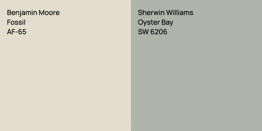 Benjamin Moore Fossil vs. Sherwin Williams Oyster Bay