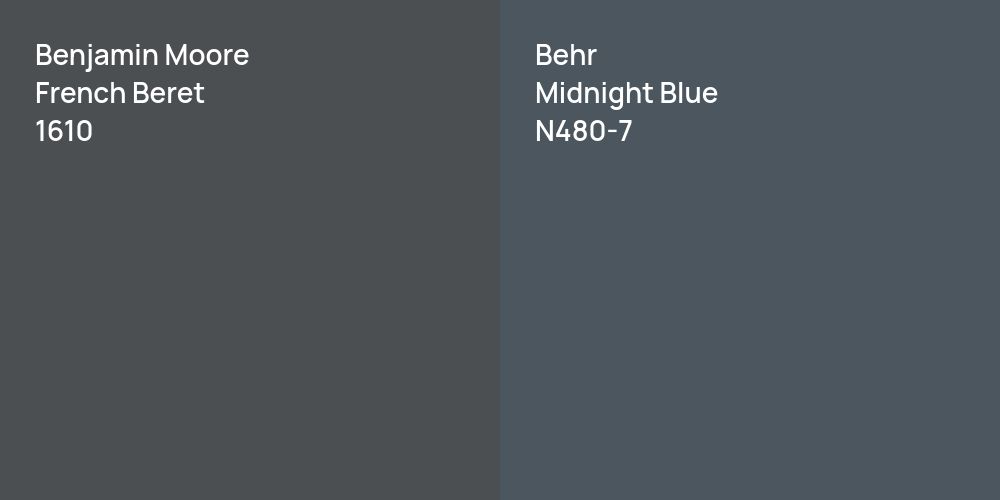 Benjamin Moore French Beret vs. Behr Midnight Blue