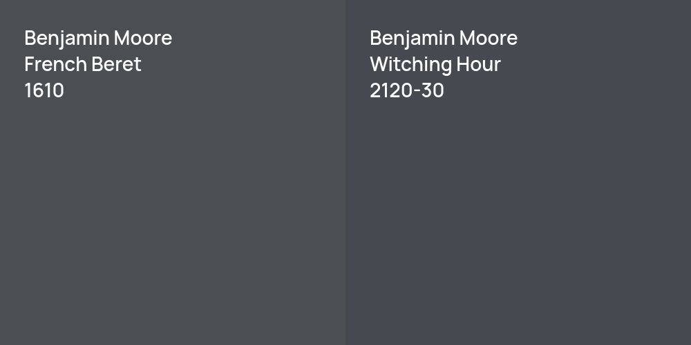 Benjamin Moore French Beret vs. Benjamin Moore Witching Hour