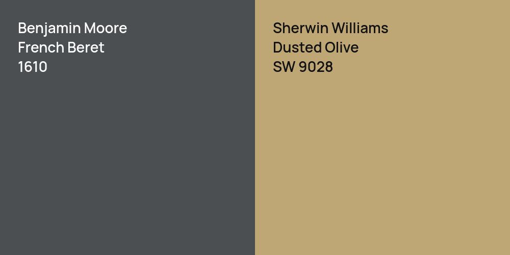 Benjamin Moore French Beret vs. Sherwin Williams Dusted Olive