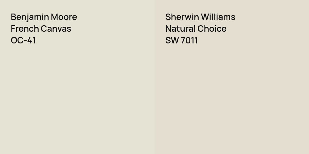 Benjamin Moore French Canvas vs. Sherwin Williams Natural Choice