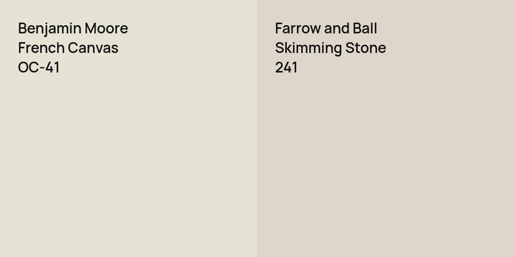 Benjamin Moore French Canvas vs. Farrow and Ball Skimming Stone