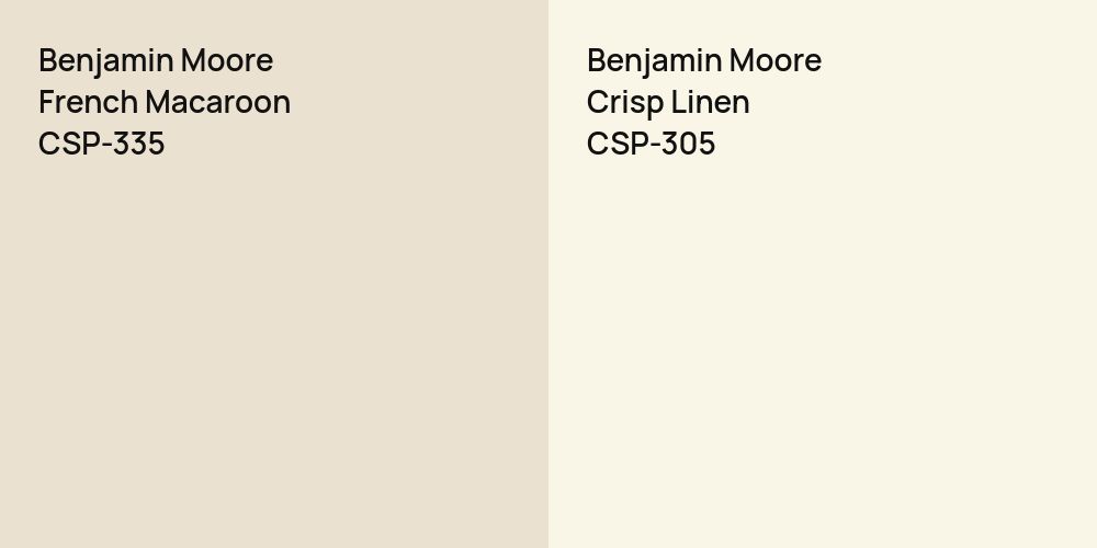 Benjamin Moore French Macaroon vs. Benjamin Moore Crisp Linen