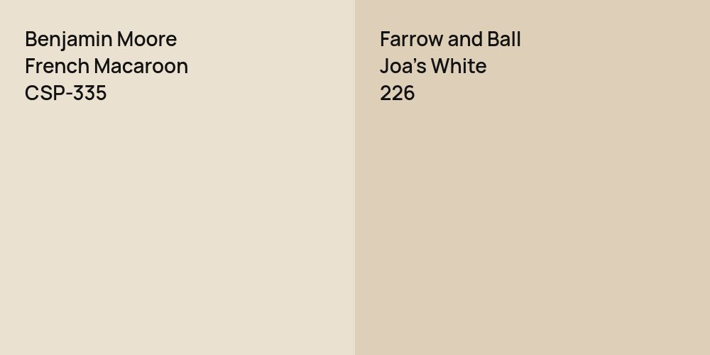 Benjamin Moore French Macaroon vs. Farrow and Ball Joa's White