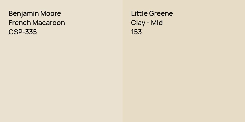 Benjamin Moore French Macaroon vs. Little Greene Clay - Mid