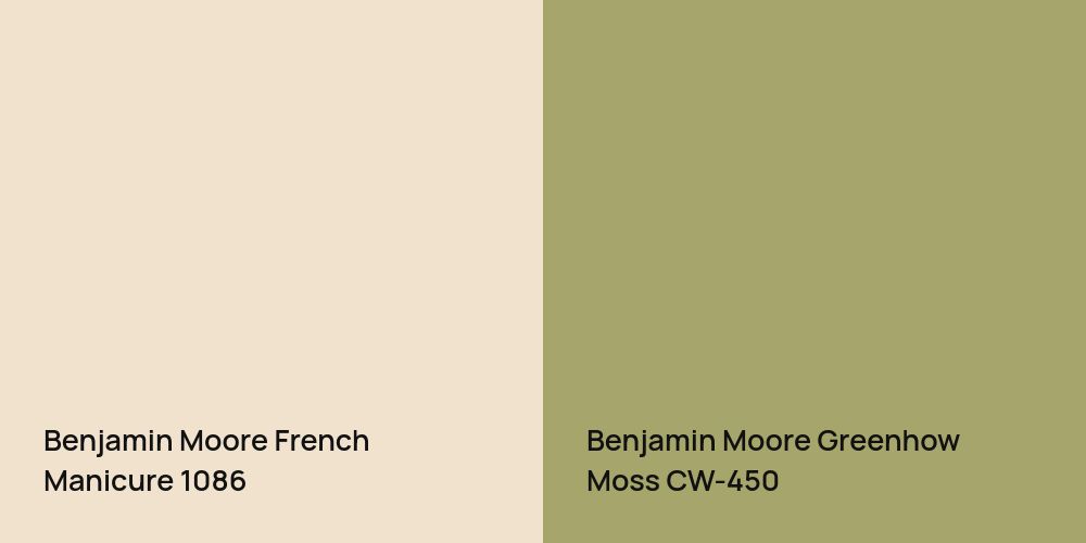 Benjamin Moore French Manicure vs. Benjamin Moore Greenhow Moss