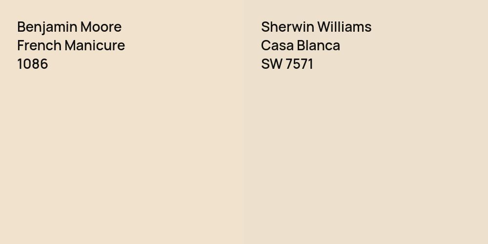 Benjamin Moore French Manicure vs. Sherwin Williams Casa Blanca