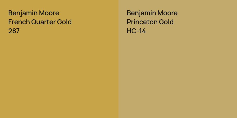 Benjamin Moore French Quarter Gold vs. Benjamin Moore Princeton Gold