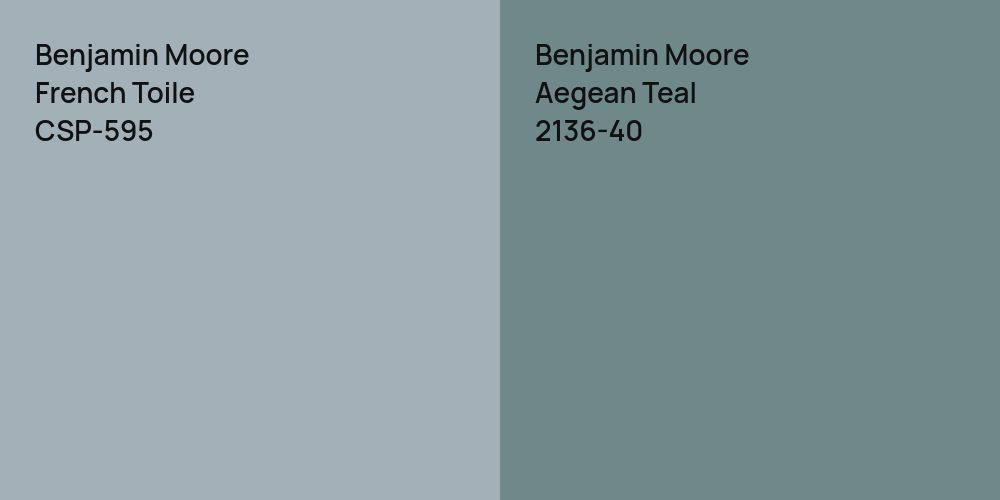 Benjamin Moore French Toile vs. Benjamin Moore Aegean Teal