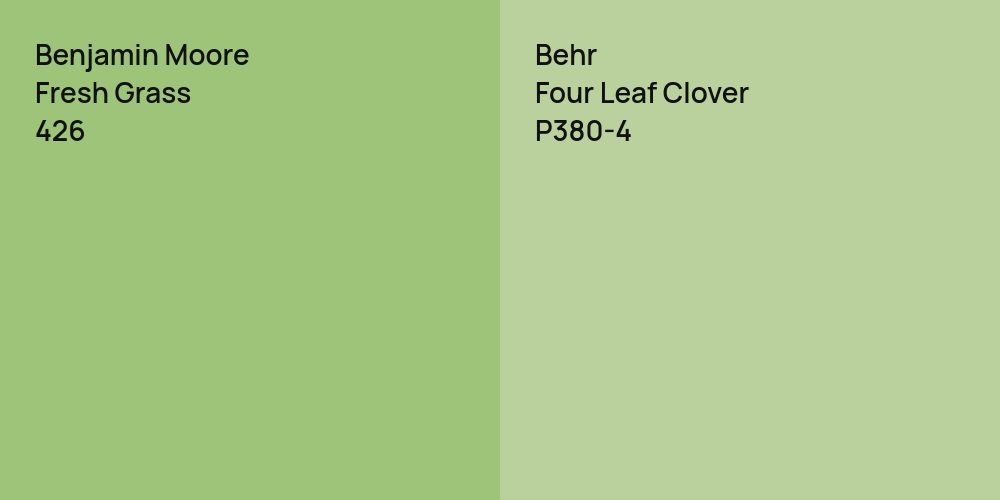 Benjamin Moore Fresh Grass vs. Behr Four Leaf Clover