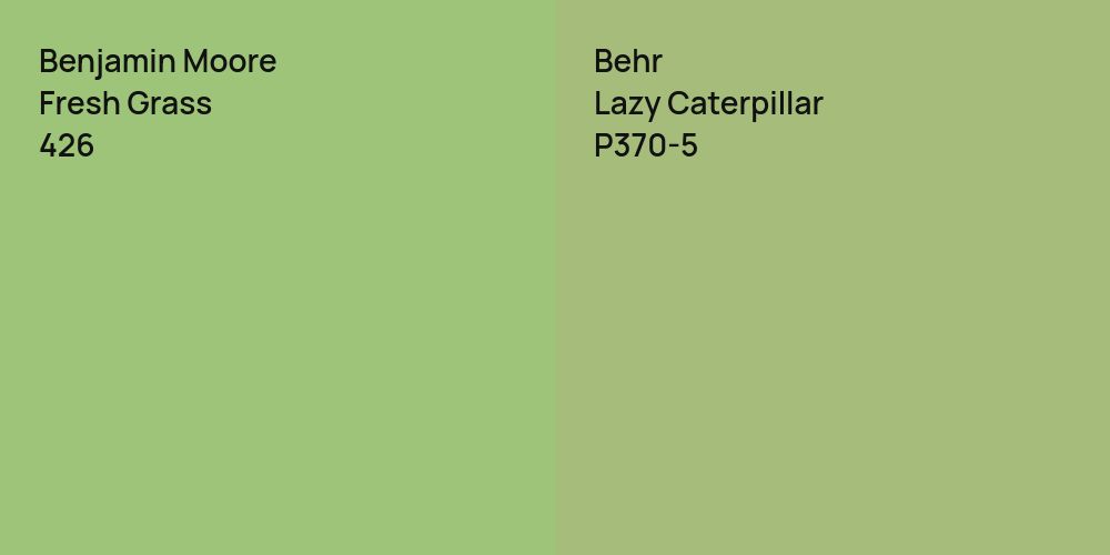 Benjamin Moore Fresh Grass vs. Behr Lazy Caterpillar