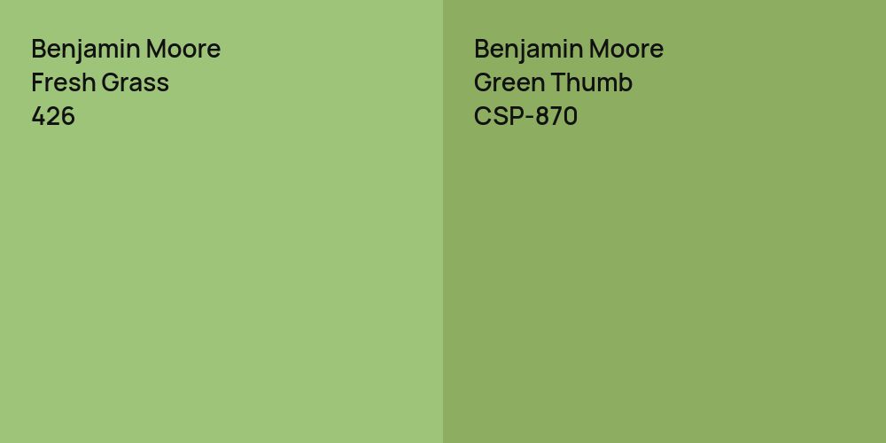 Benjamin Moore Fresh Grass vs. Benjamin Moore Green Thumb