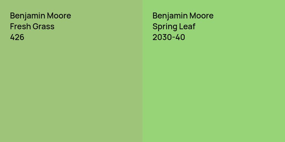 Benjamin Moore Fresh Grass vs. Benjamin Moore Spring Leaf