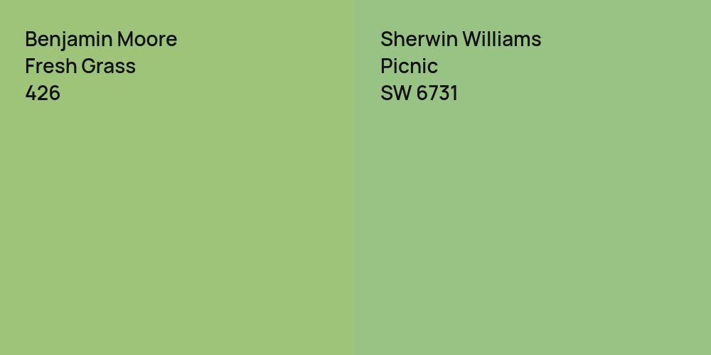 Benjamin Moore Fresh Grass vs. Sherwin Williams Picnic