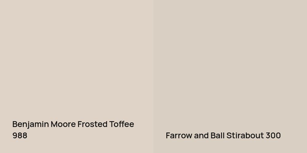 Benjamin Moore Frosted Toffee vs. Farrow and Ball Stirabout