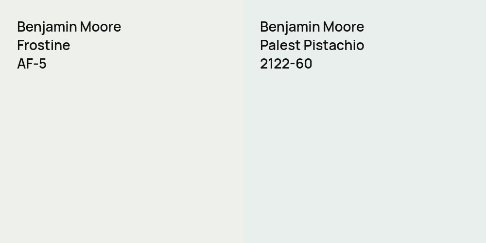 Benjamin Moore Frostine vs. Benjamin Moore Palest Pistachio