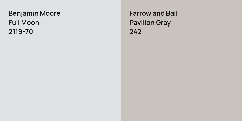 Benjamin Moore Full Moon vs. Farrow and Ball Pavilion Gray