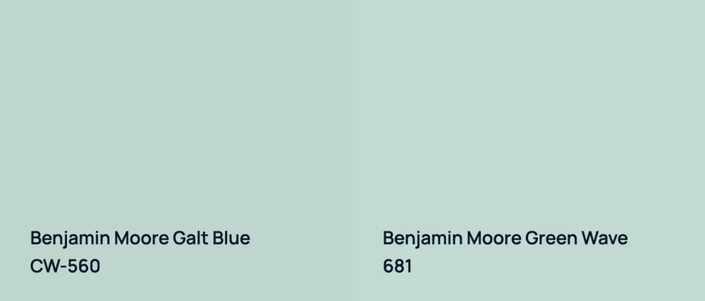 Benjamin Moore Galt Blue CW-560 vs Benjamin Moore Green Wave 681