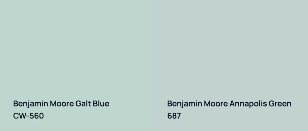 Benjamin Moore Galt Blue CW-560 vs Benjamin Moore Annapolis Green 687