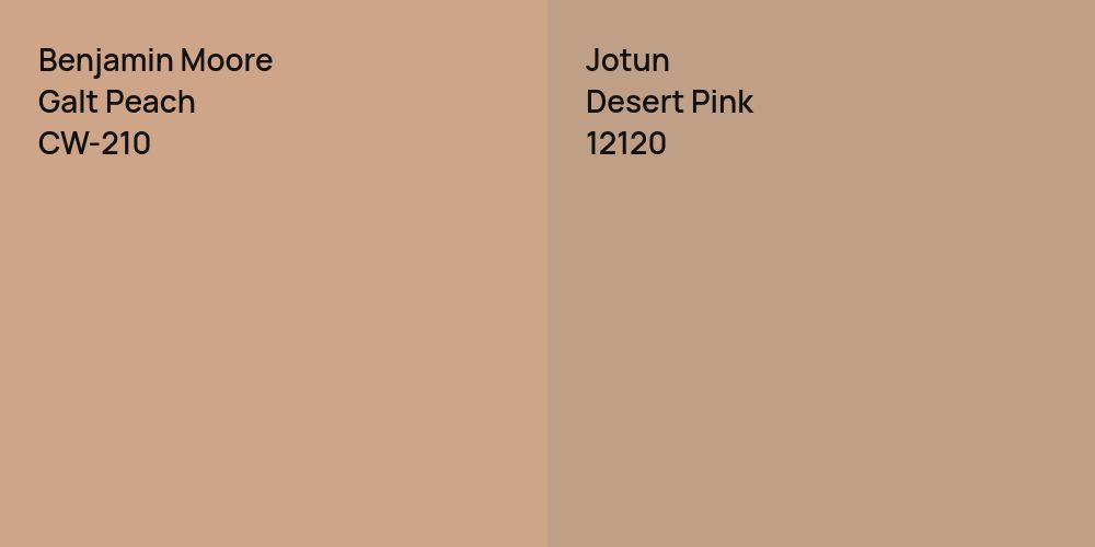 Benjamin Moore Galt Peach vs. Jotun Desert Pink