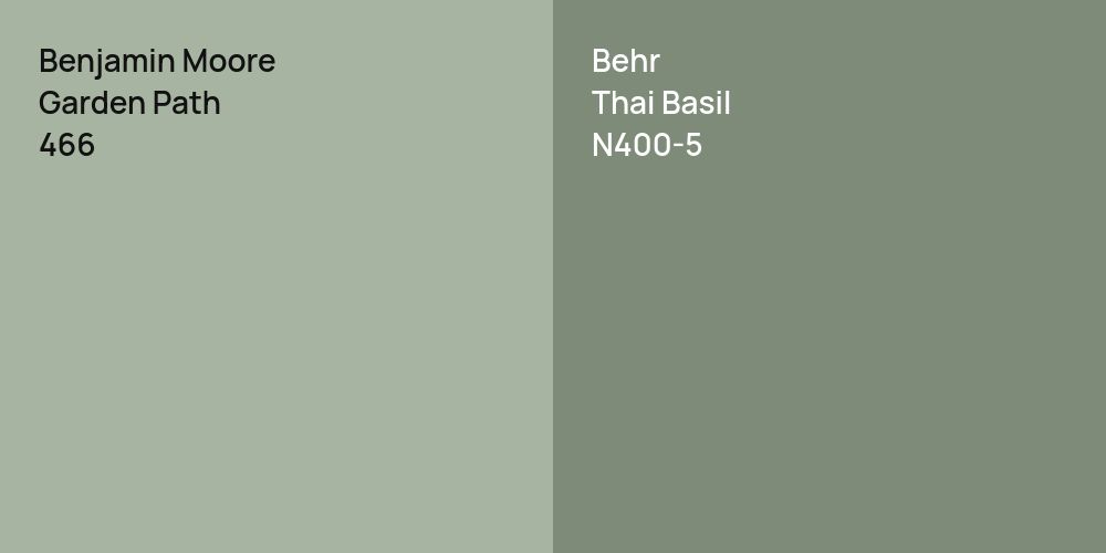 Benjamin Moore Garden Path vs. Behr Thai Basil