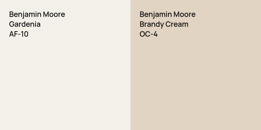 Benjamin Moore Gardenia vs. Benjamin Moore Brandy Cream