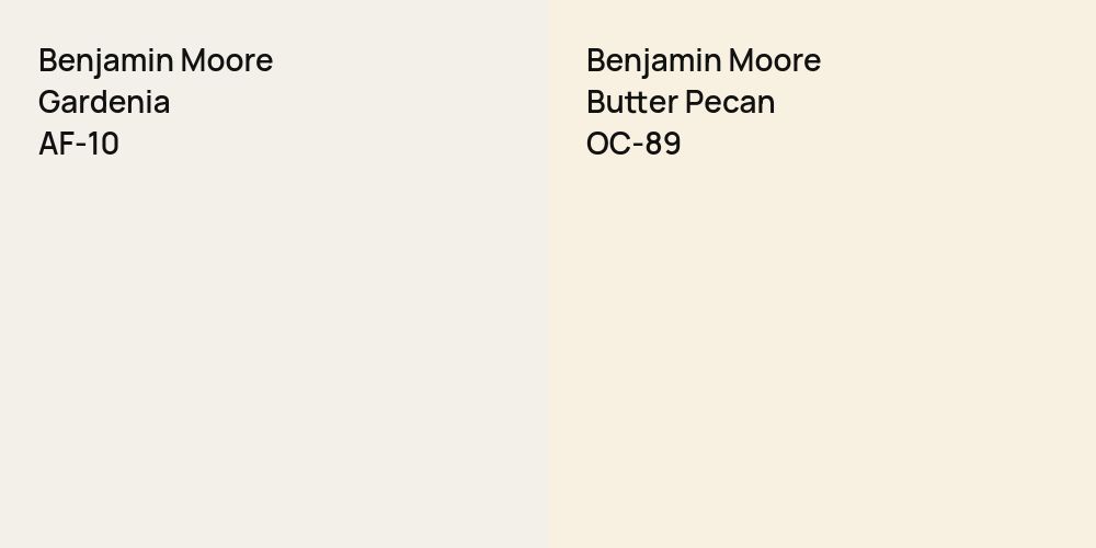 Benjamin Moore Gardenia vs. Benjamin Moore Butter Pecan