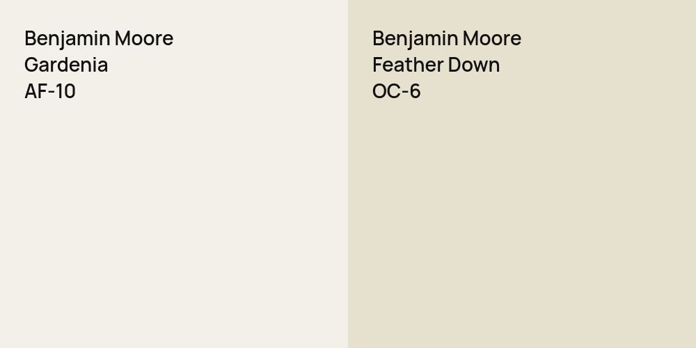 Benjamin Moore Gardenia vs. Benjamin Moore Feather Down